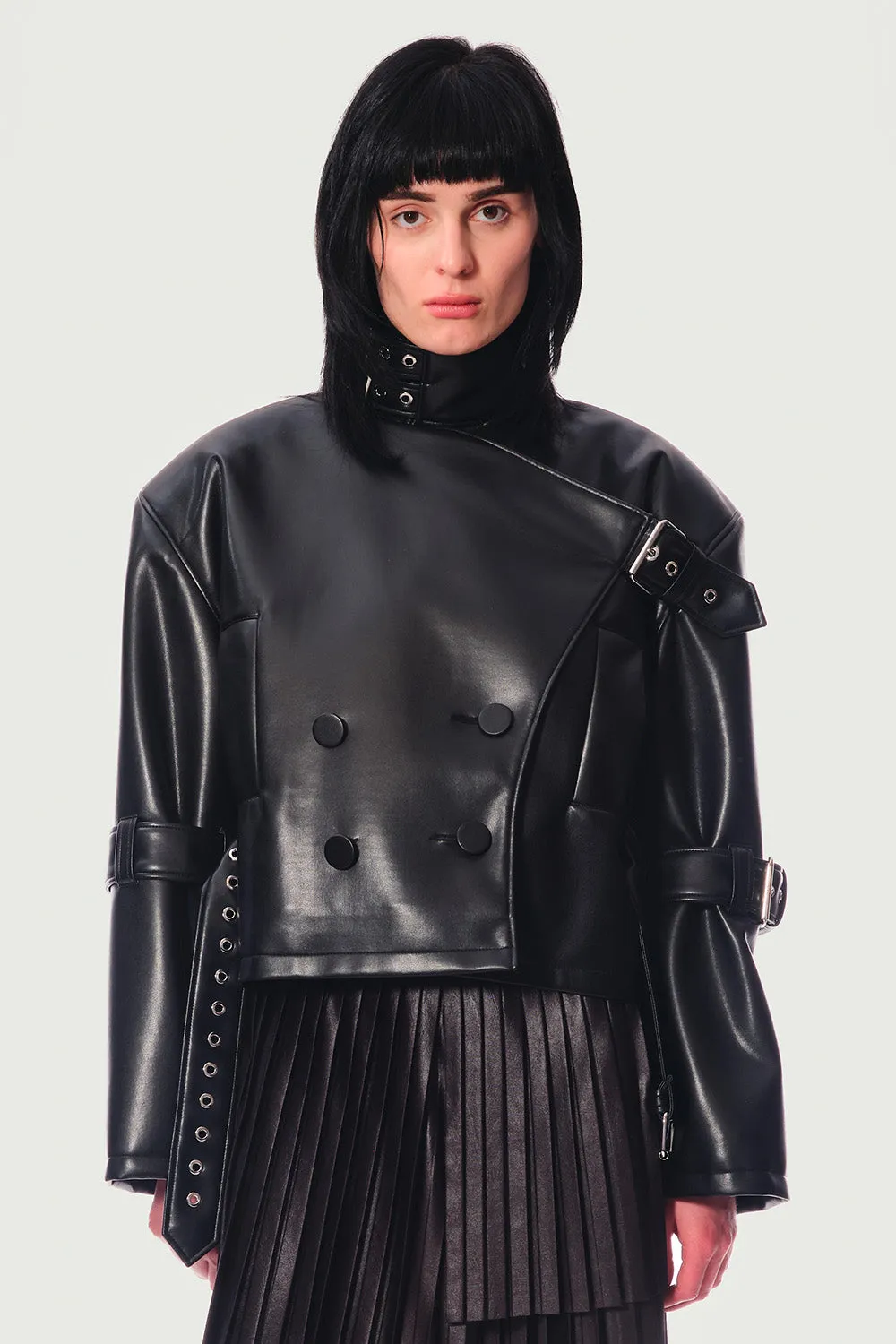 Jeanne Friot Lenny Perfecto veste cuir vegan noir
