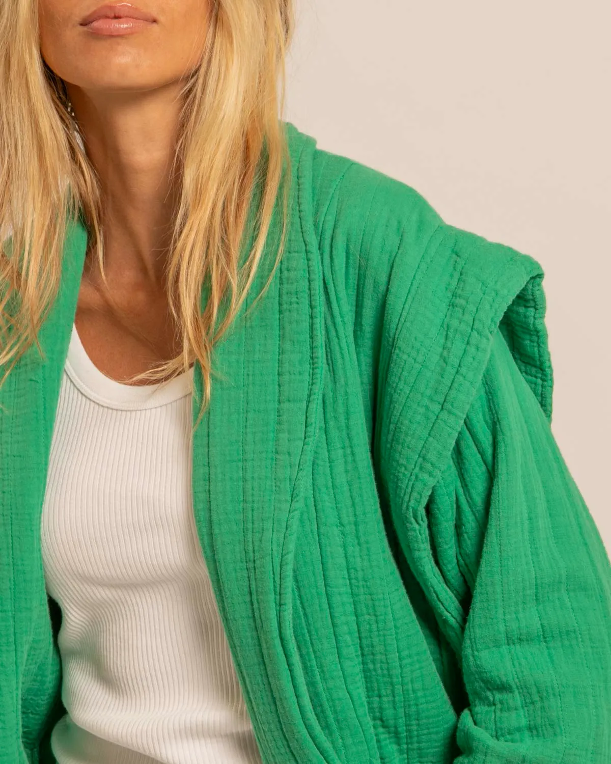 AOKYANOS San Francisco Vert kimono matelassé coton