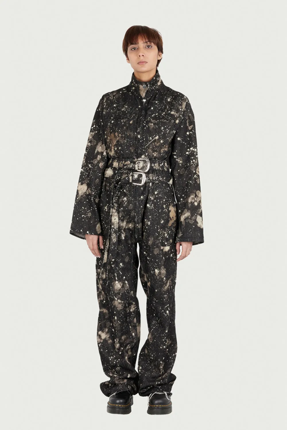 Jeanne Friot Delphine combinaison jean délavé ceinture