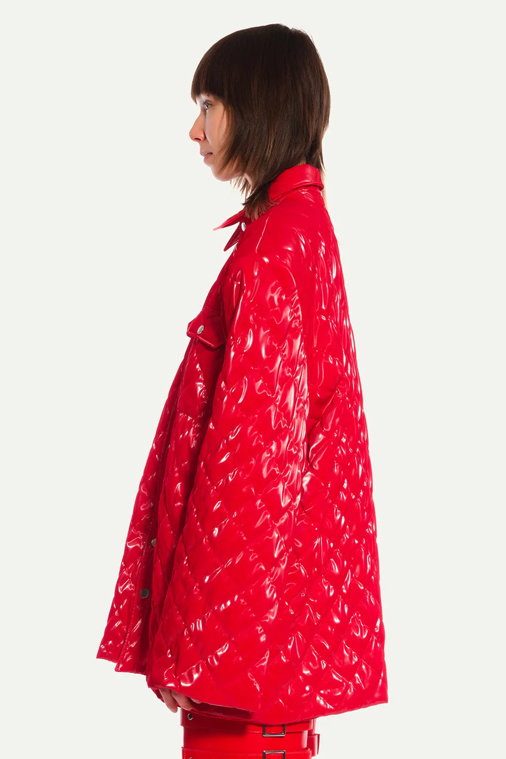 Jeanne Friot Kurt surchemise vinyle rouge matelassée L