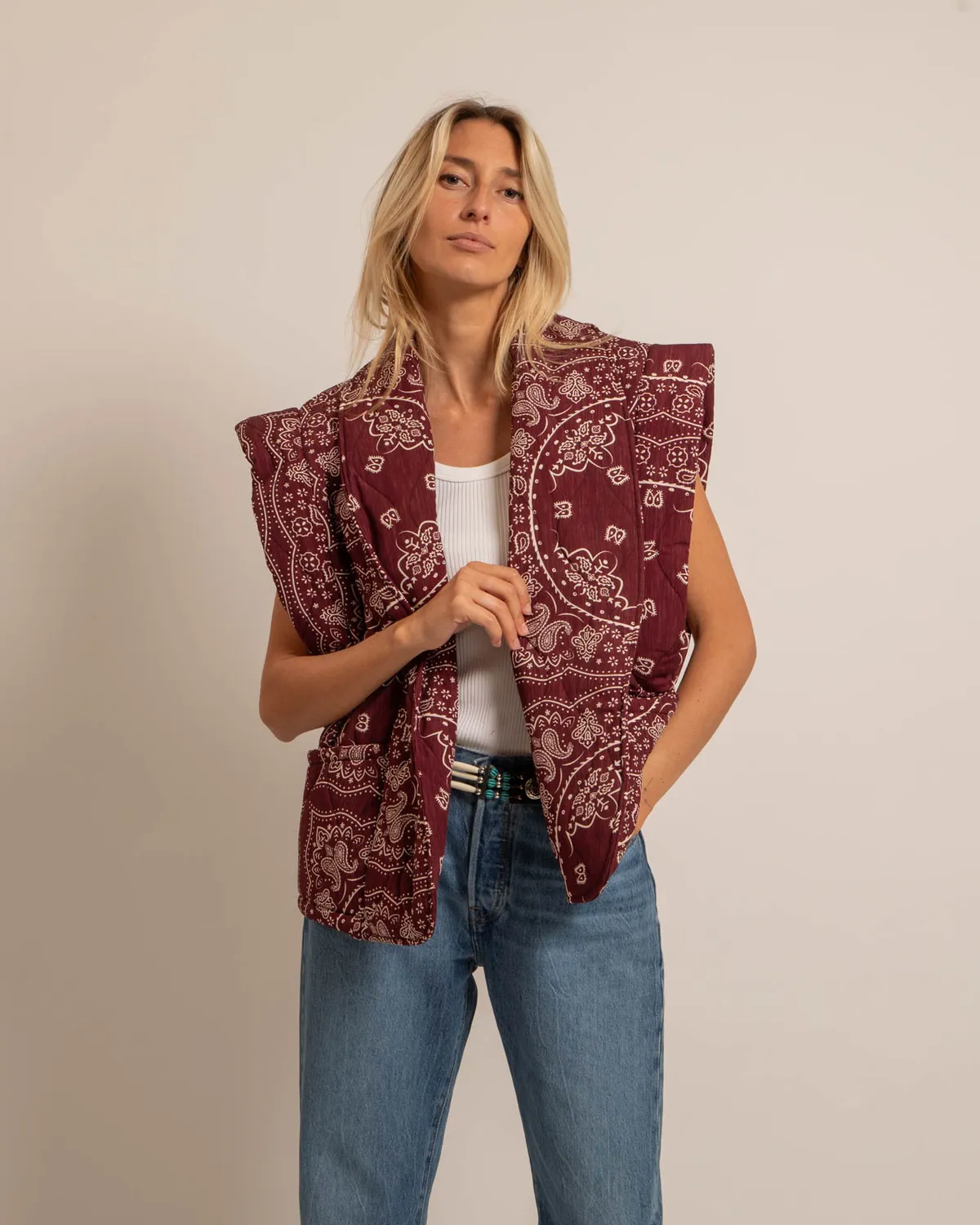 Aokyanos Brooklyn Bandanas gilet bordeaux matelassé