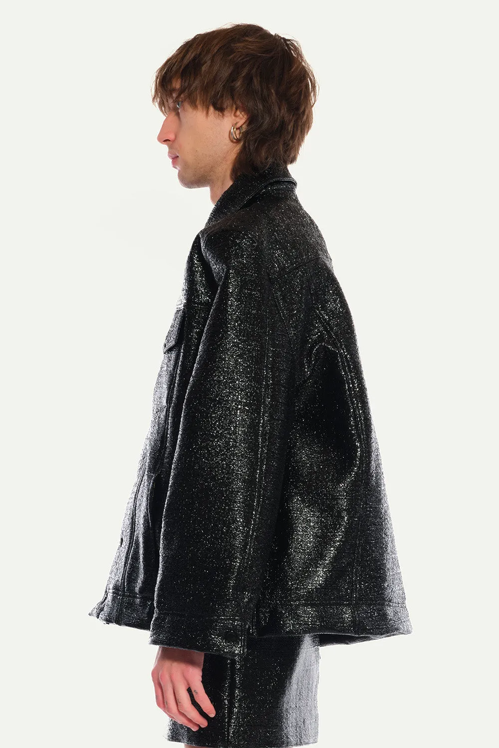 Jeanne Friot Lou veste vinyle noire iridescente L