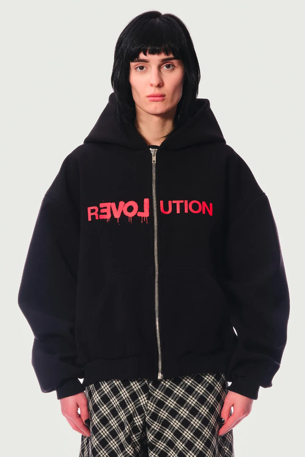 Jeanne Friot Revolution Crepe Hoodie sweat noir rouge