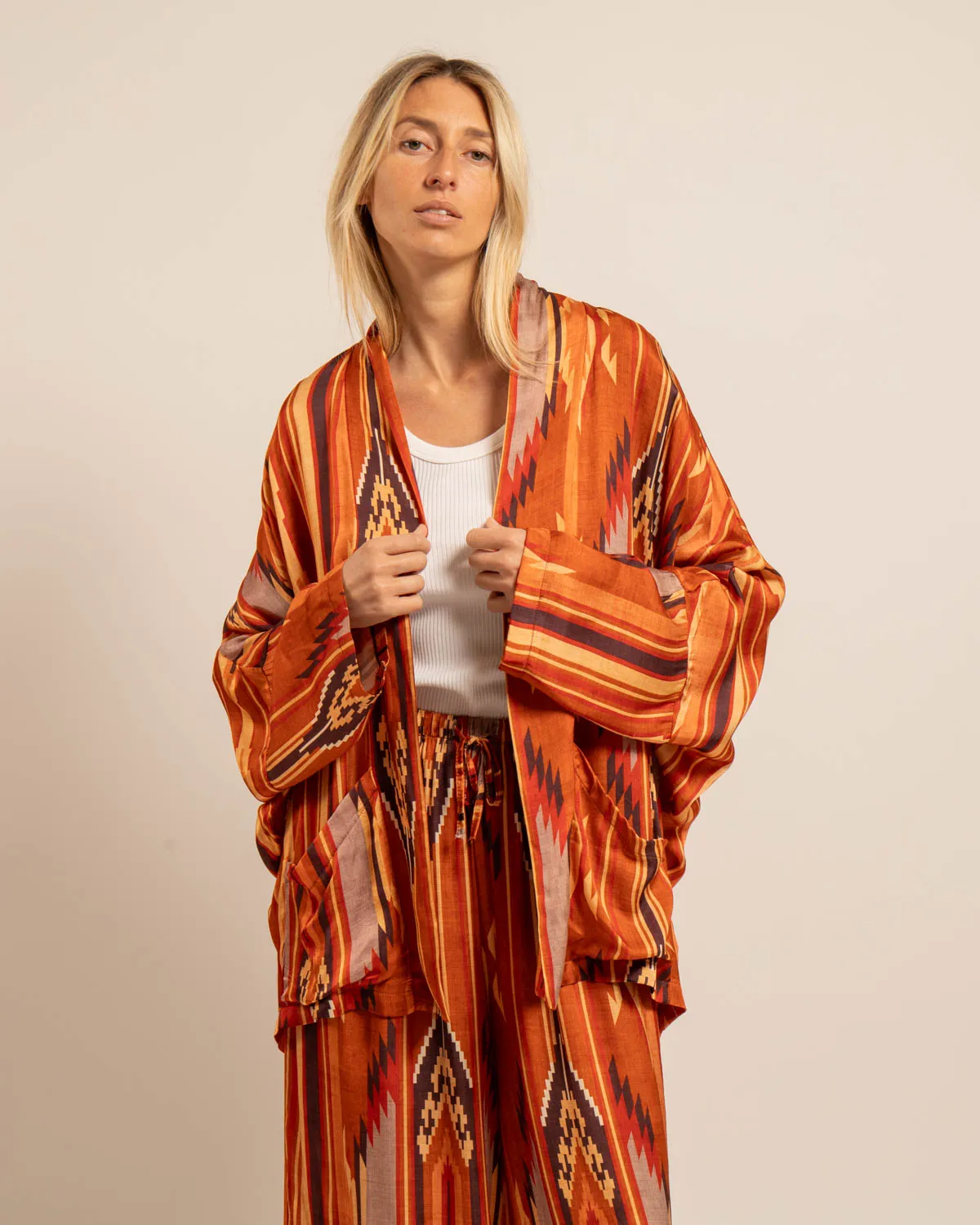 AOKYANOS Chicago Koda Terra Light veste kimono imprimé