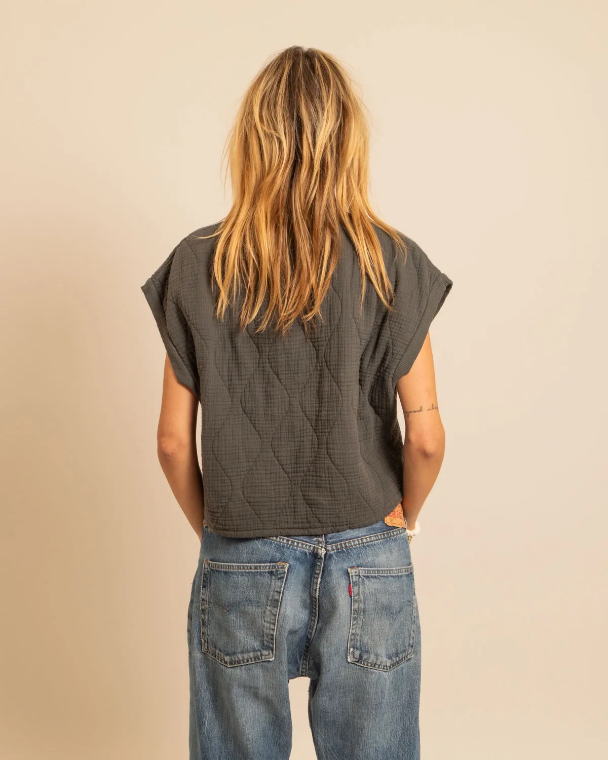 AOKYANOS Manhattan Anthracite crop top coton taille unique