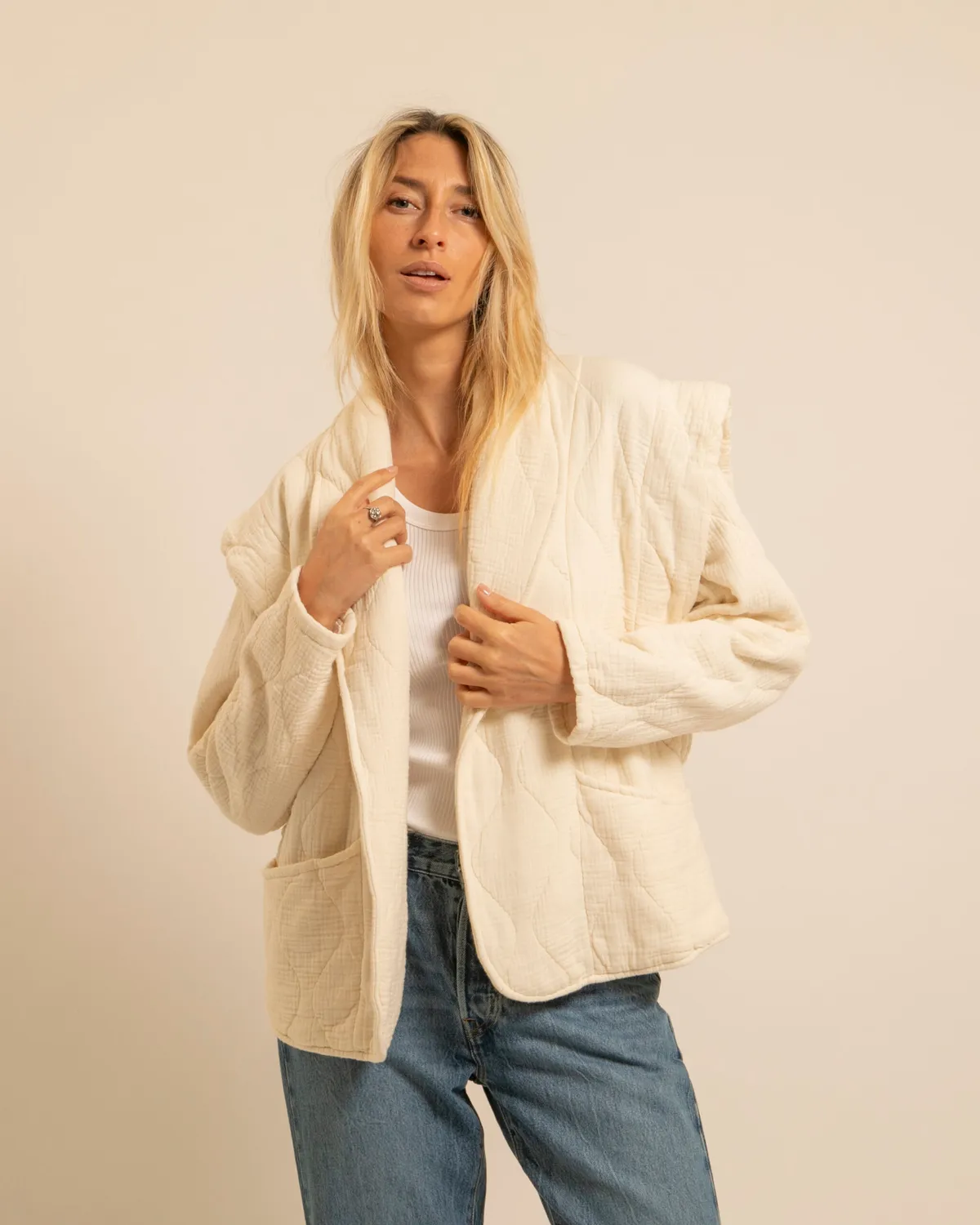 Aokyanos San Francisco Crème kimono coton matelassé