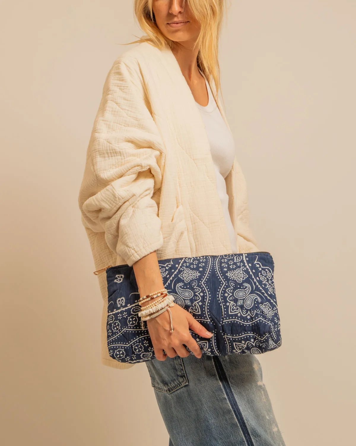 Aokyanos Orlando pochette matelassée bandana navy viscose