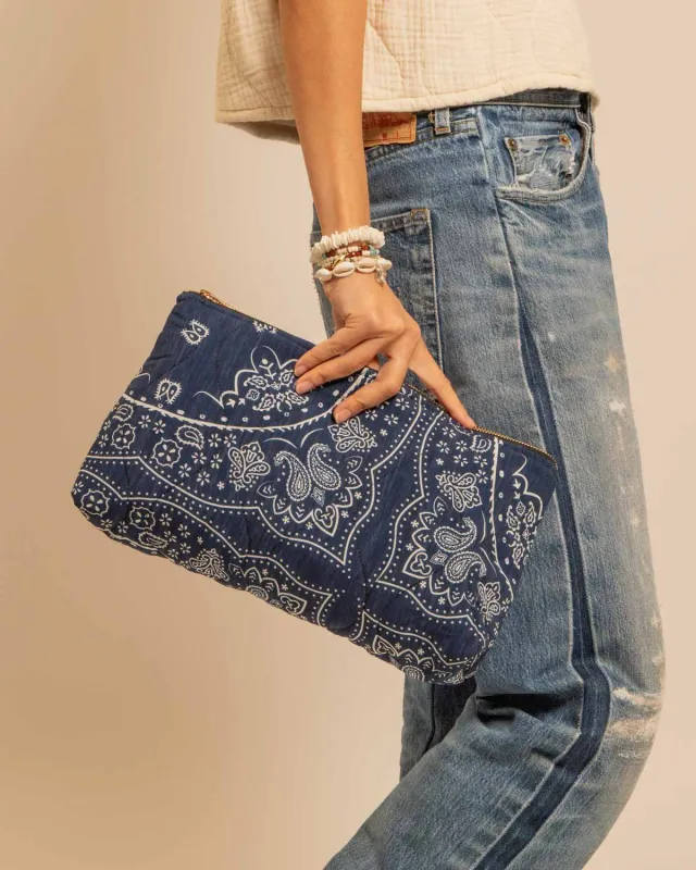 Aokyanos Orlando pochette matelassée bandana navy viscose