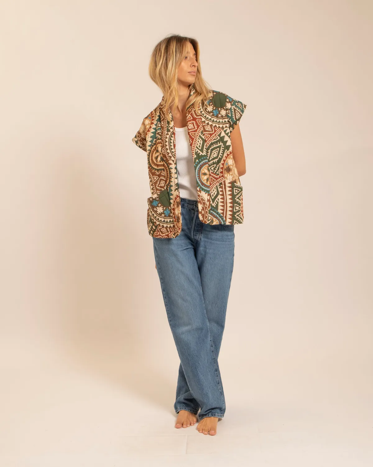 AOKYANOS Nazcas gilet kaki sans manches viscose