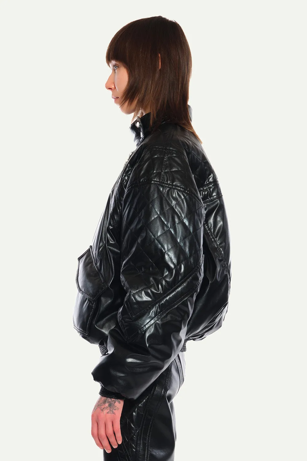 Jeanne Friot Biker Bombers blouson noir vegan matelassé
