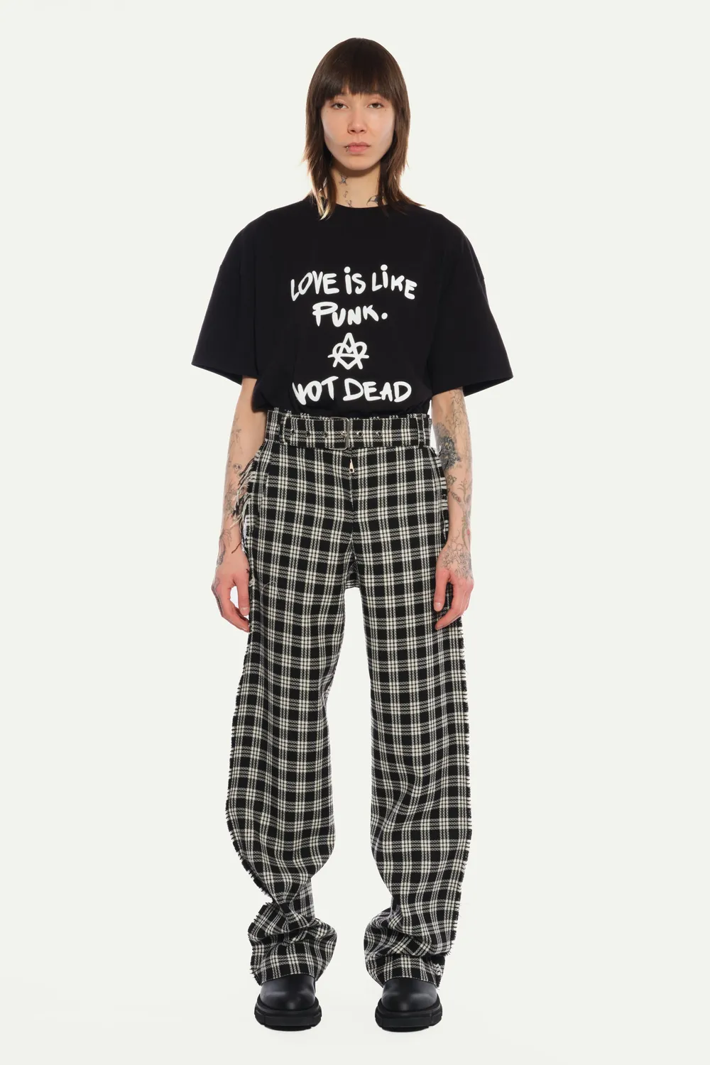 Jeanne Friot Tartan Suit Pantalon tailleur tartan noir blanc