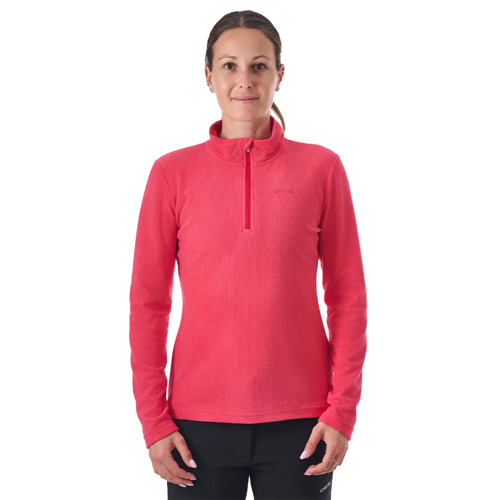Lhotse Sofia Raspberry polaire demi-zip framboise grid