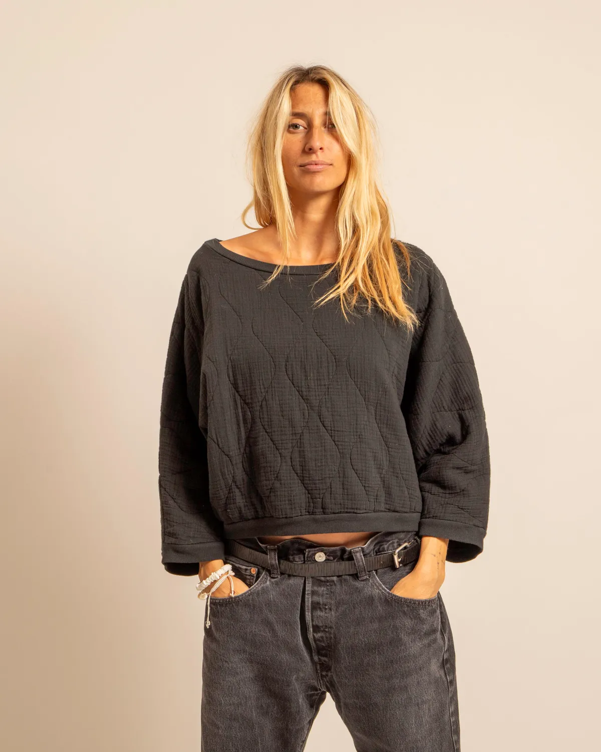 AOKYANOS Memphis Noir sweat matelassé coton