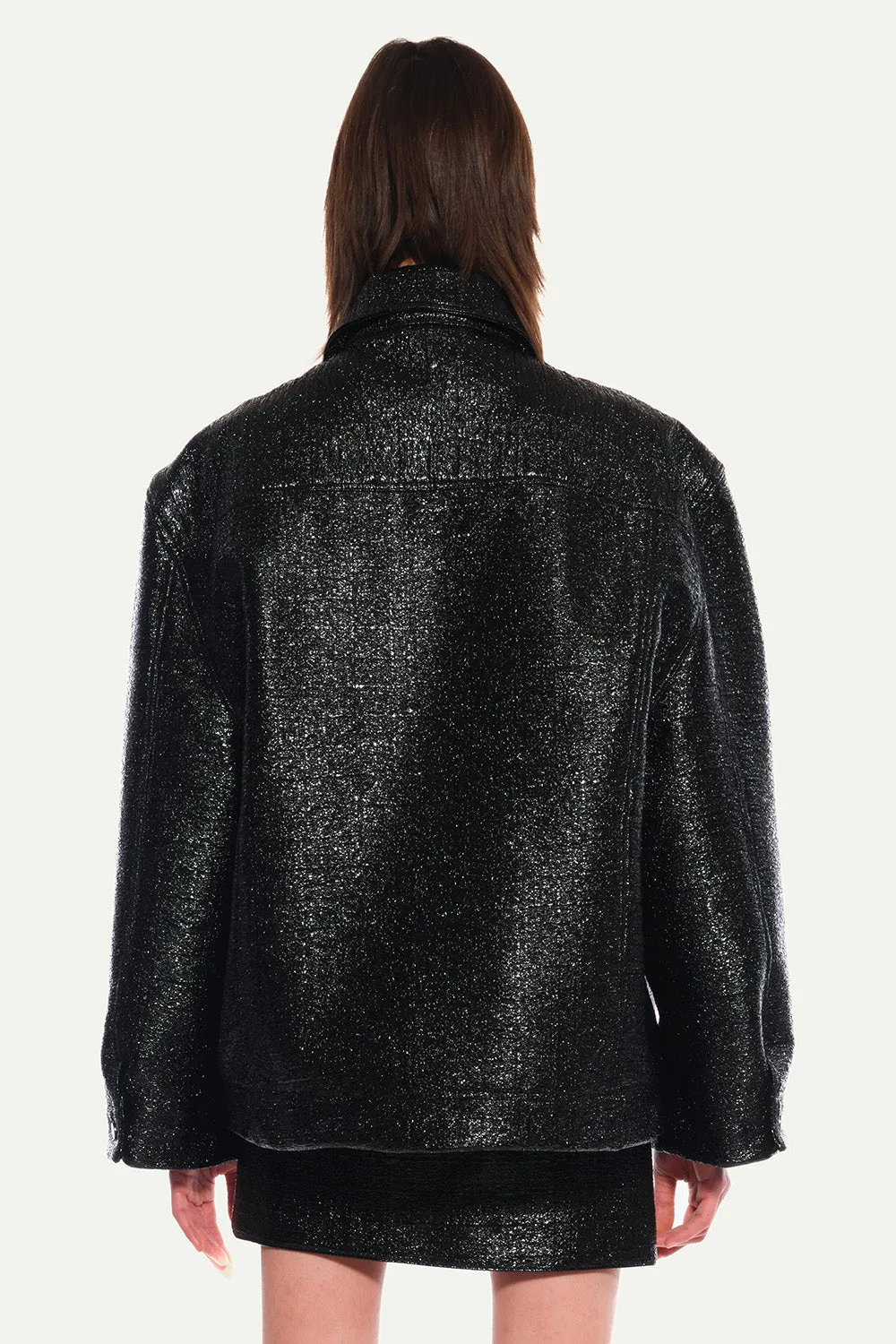 Jeanne Friot Lou veste vinyle noire iridescente L