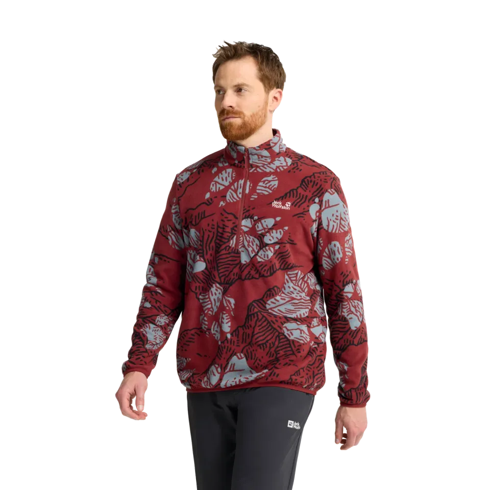 JACK WOLFSKIN PAW ERA 100 PRINT polaire homme demi-zip