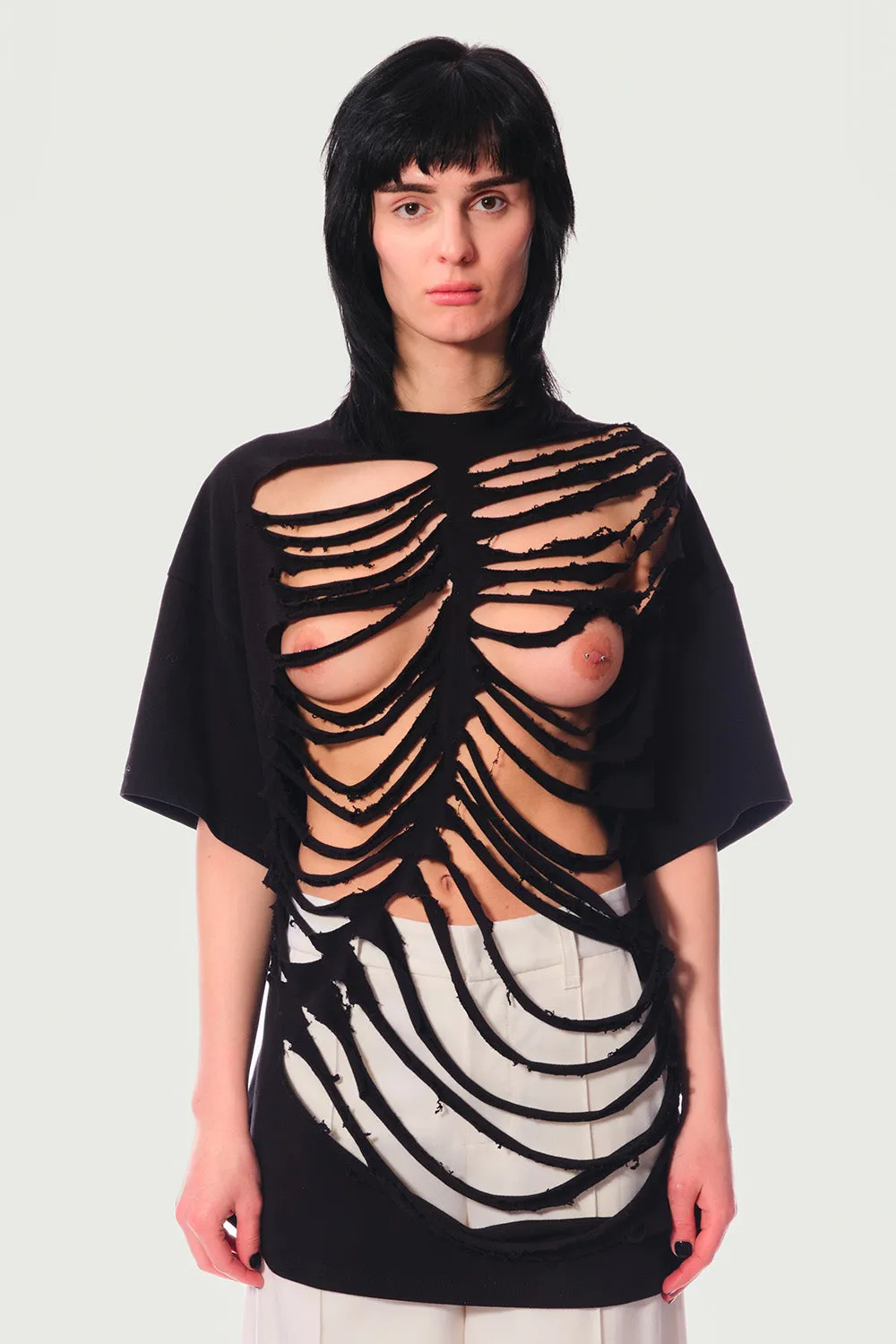 Jeanne Friot Destroy tee oversize noir coton