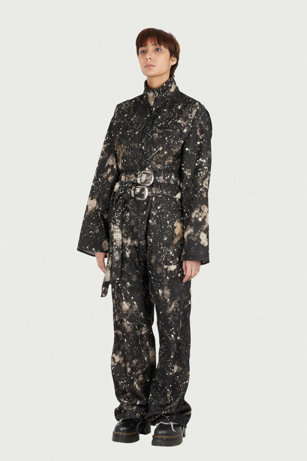 Jeanne Friot Delphine combinaison jean délavé ceinture