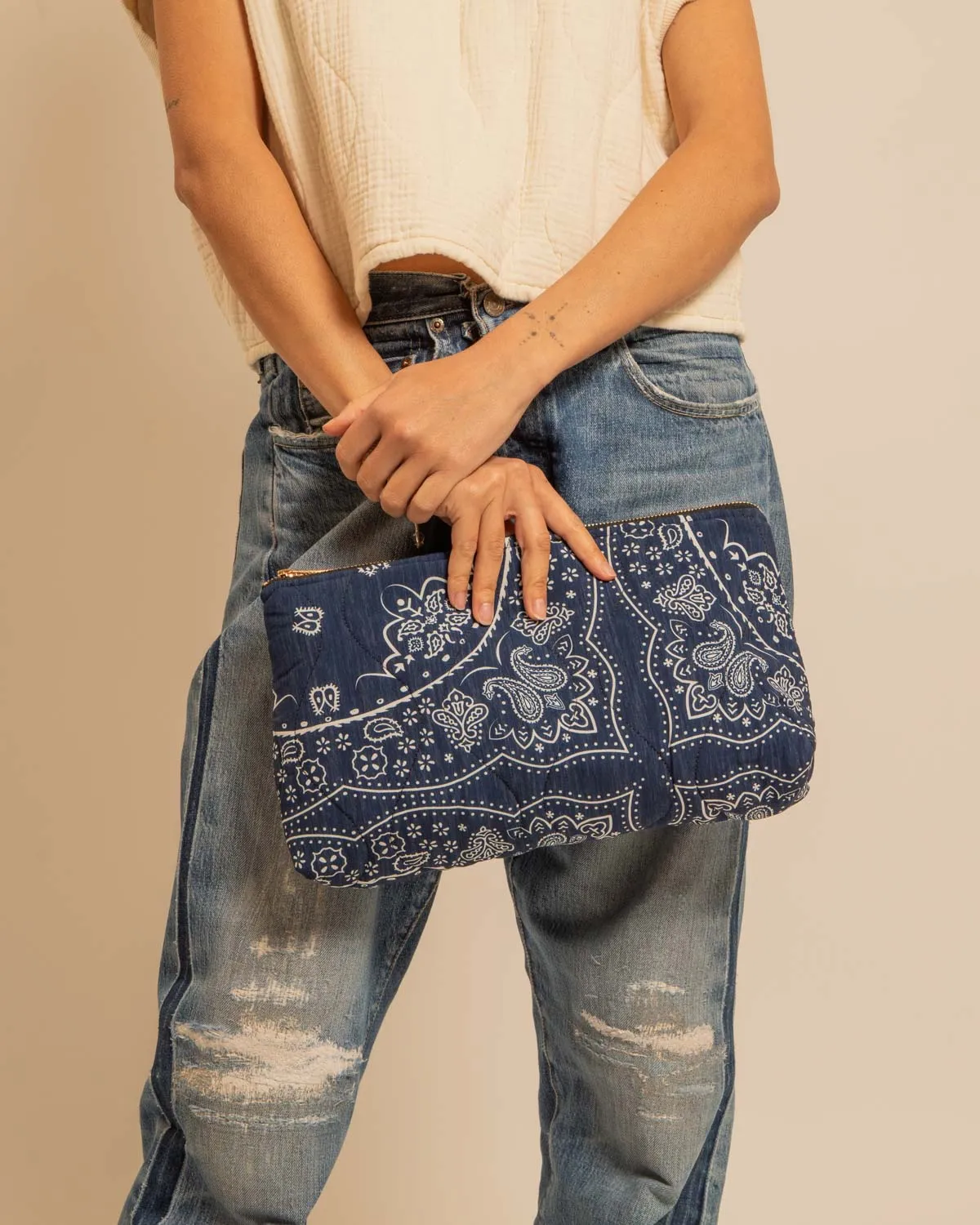 Aokyanos Orlando pochette matelassée bandana navy viscose