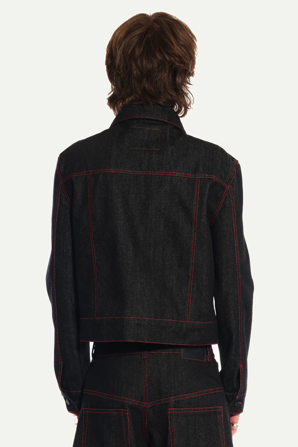 JEANNE FRIOT Grace Jacket veste jean noir surpiqûres