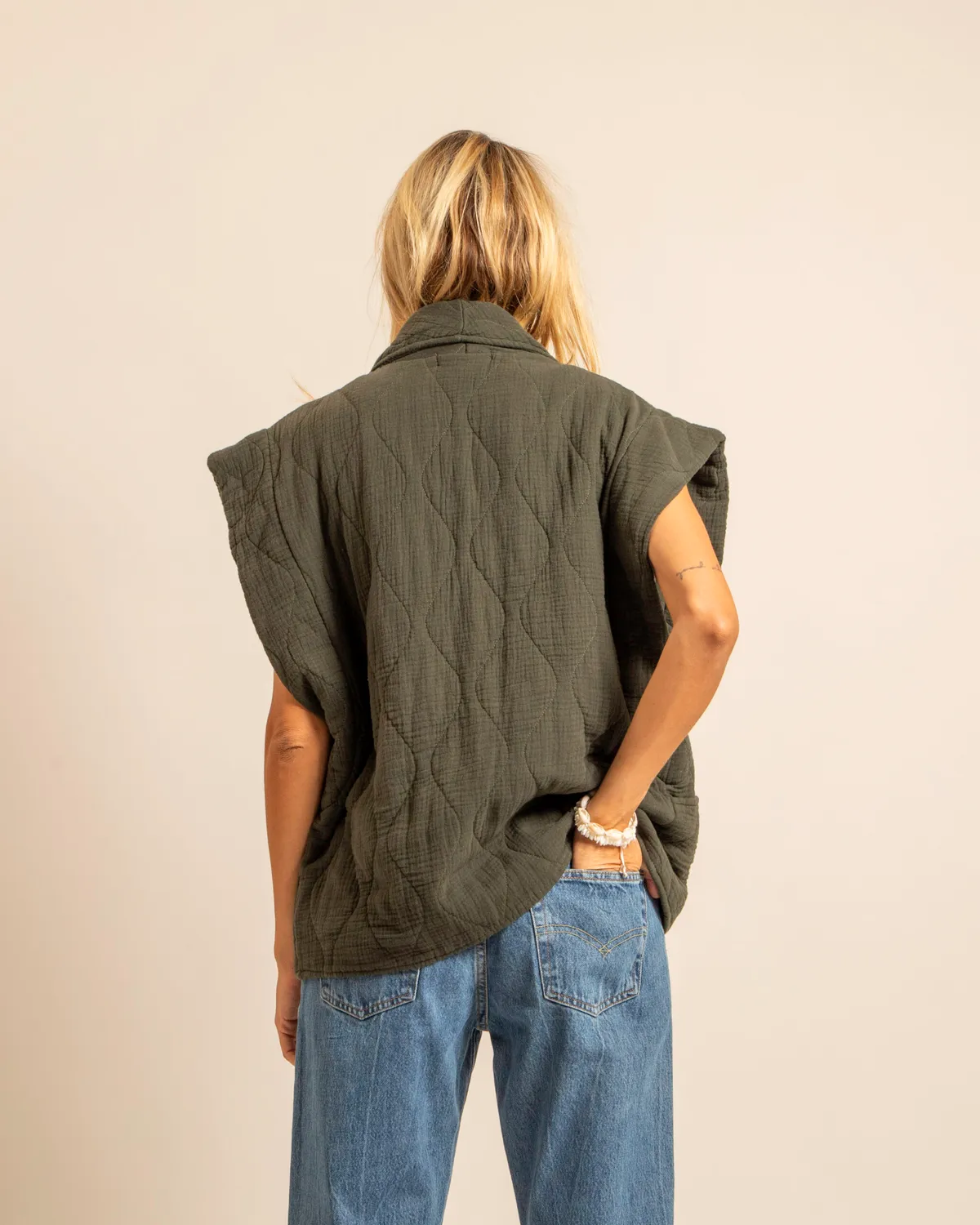 AOKYANOS Brooklyn Kaki gilet coton double gaze