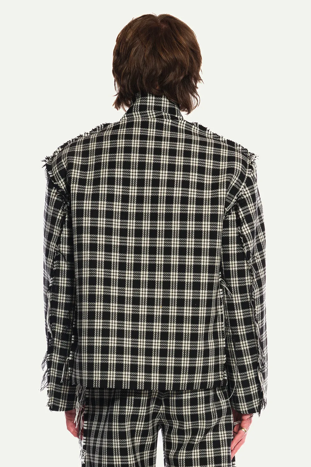 JEANNE FRIOT Tartan Suit Jacket veste laine oversize