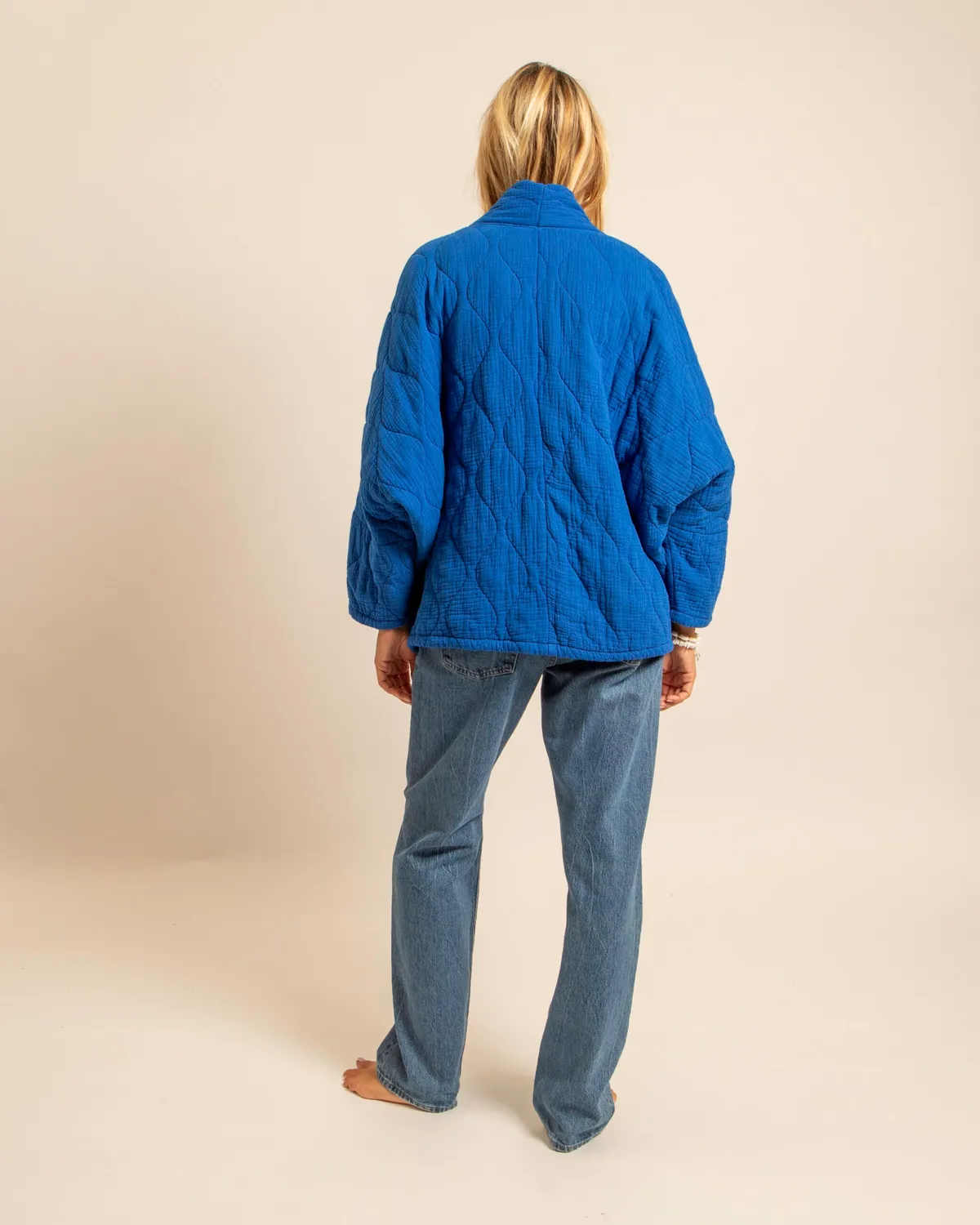 Aokyanos Chicago veste bleue kimono matelassée