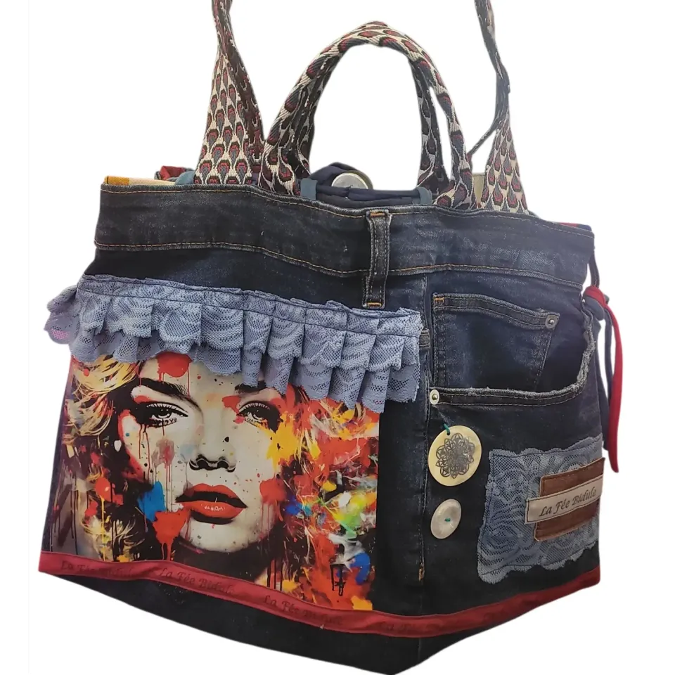 La Fée Bidule Marilyn sac bowler jean upcyclé