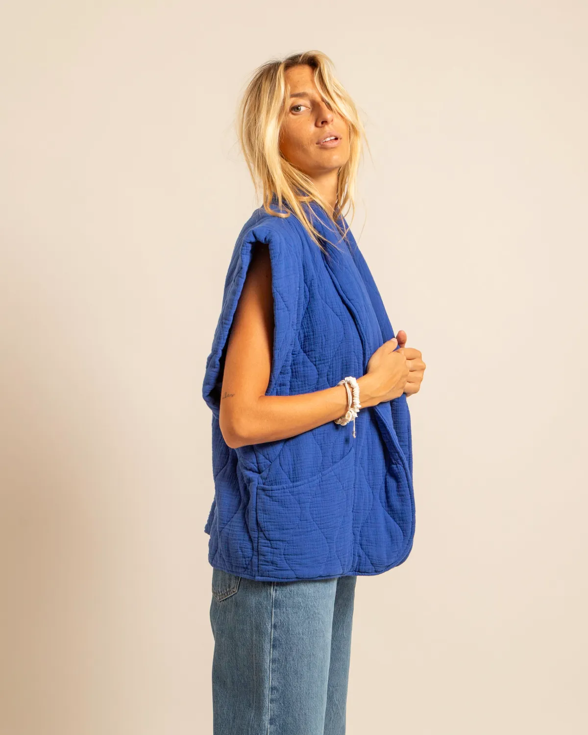 AOKYANOS Brooklyn Bleu gilet coton taille unique