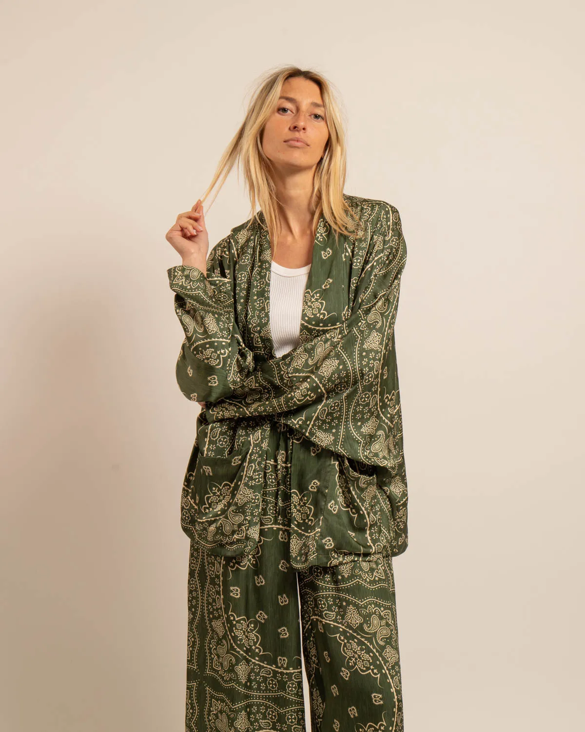 AOKYANOS Chicago Bandana Kaki Light kimono viscose