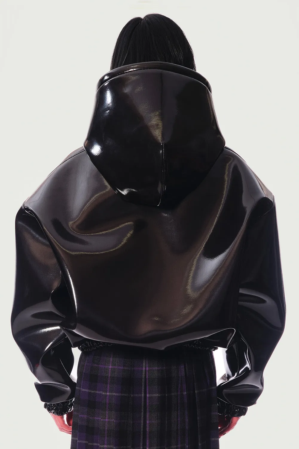 JEANNE FRIOT Glossy hoodie vinyle noir oversize