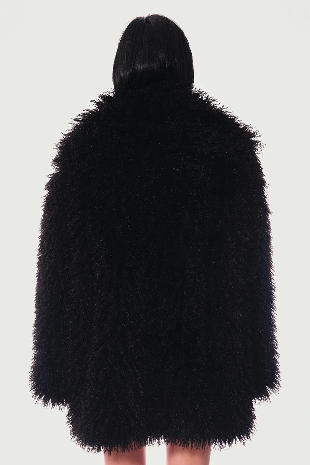 JEANNE FRIOT Debbie Coat manteau noir fausse fourrure