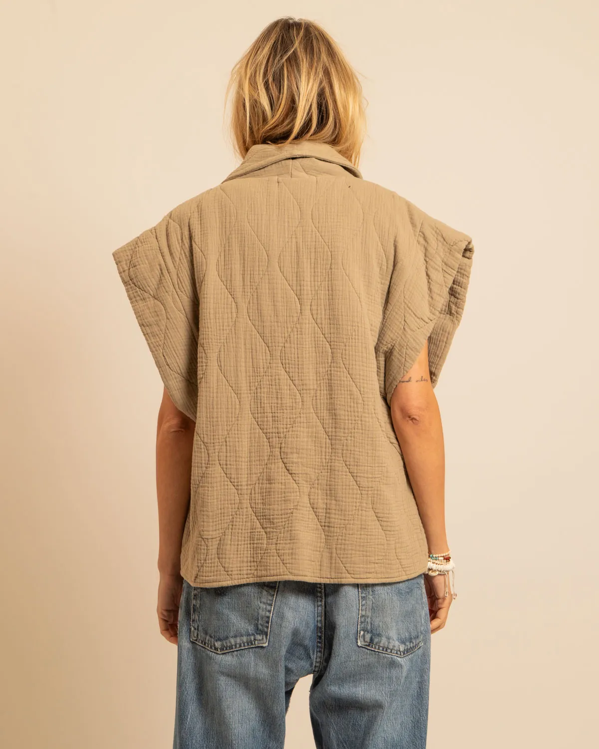 AOKYANOS Brooklyn kimono Beige coton matelassé