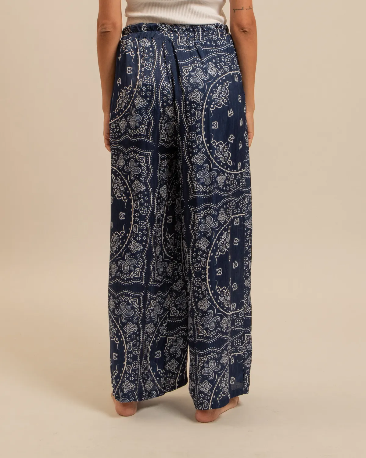 AOKYANOS Phoenix Bandana Navy pantalon viscose ample