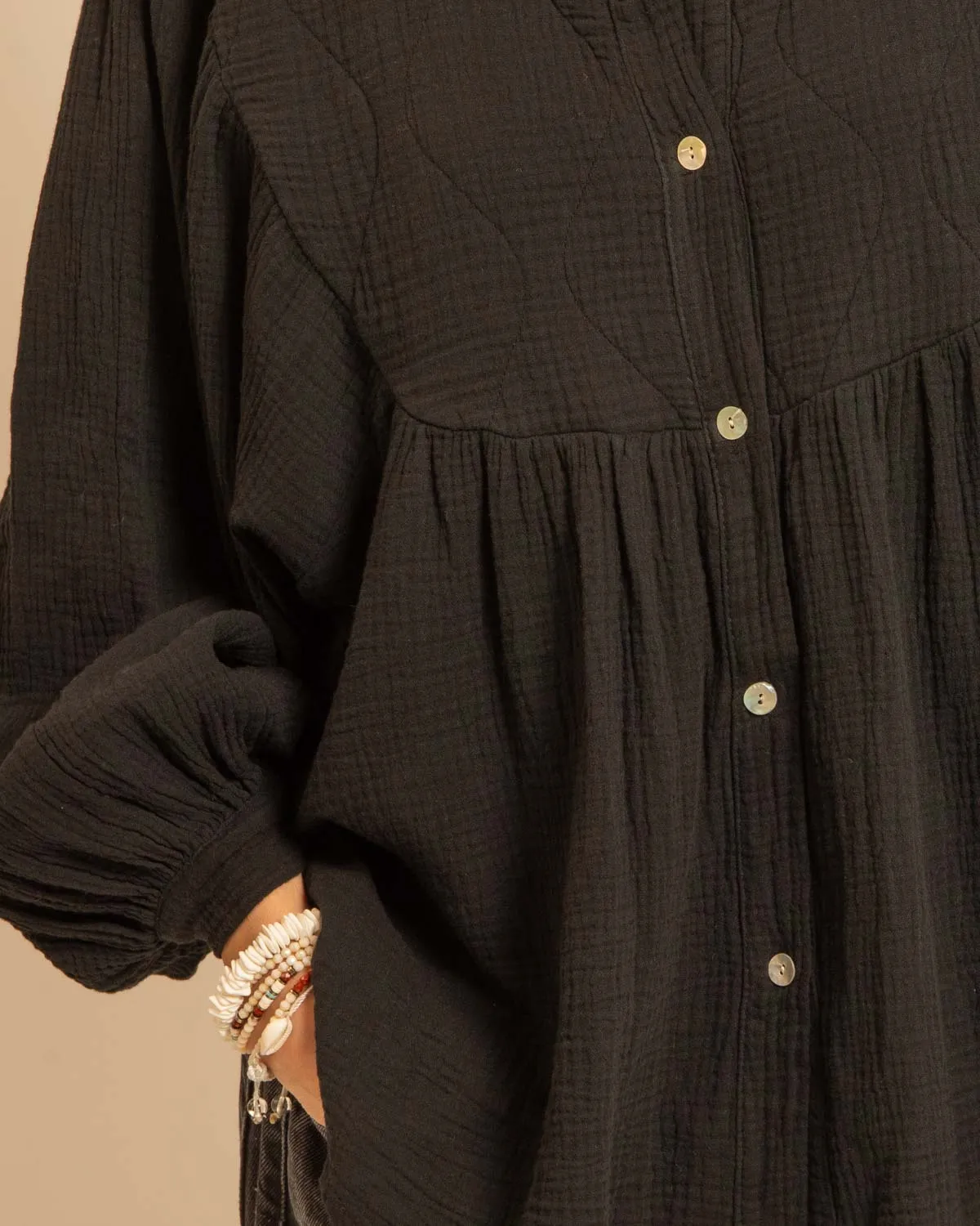 Aokyanos Los Angeles chemise noire gaze coton