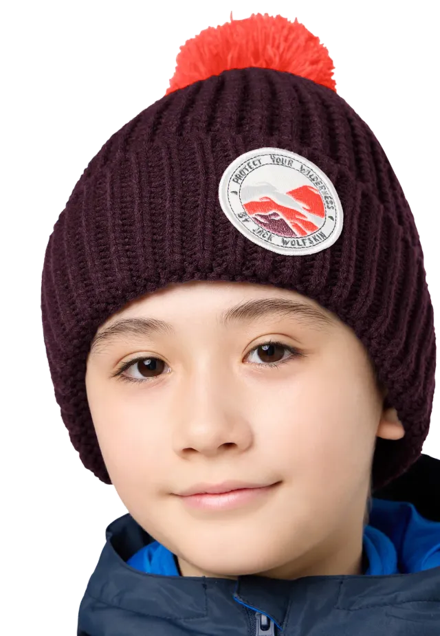 Jack Wolfskin Pompom Badge Beanie K bonnet enfant chaud