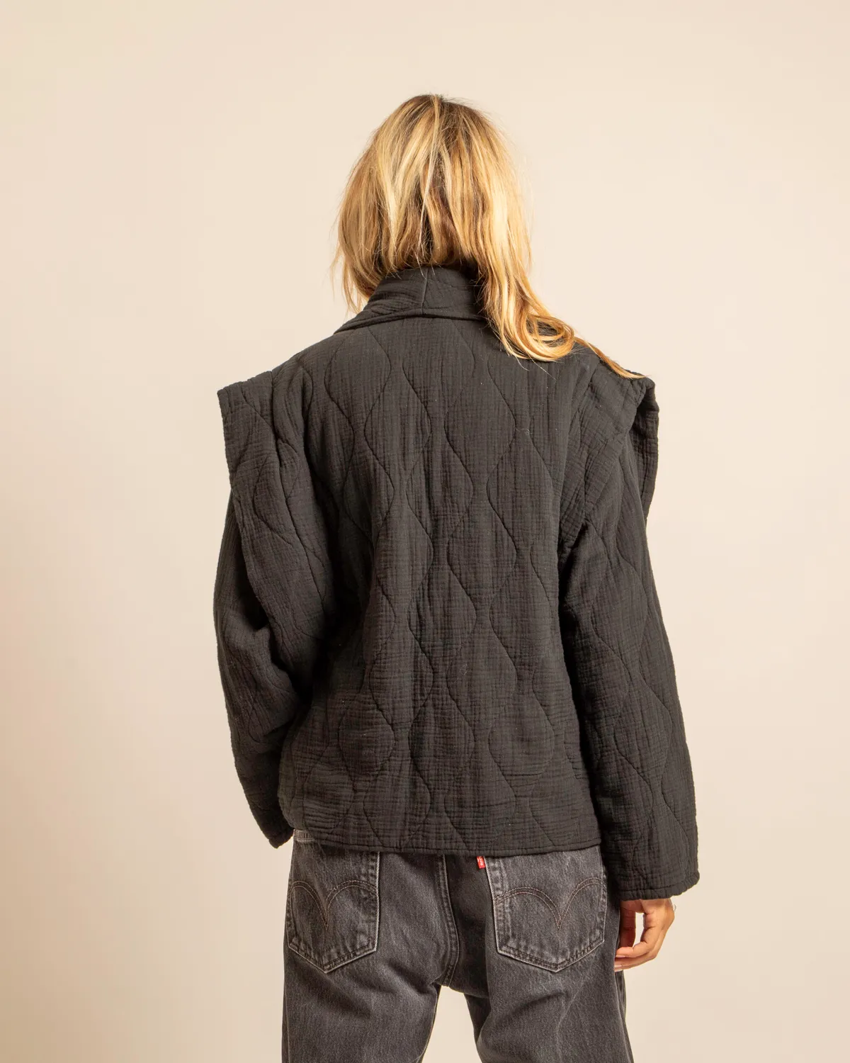 AOKYANOS San Francisco kimono noir coton matelassé