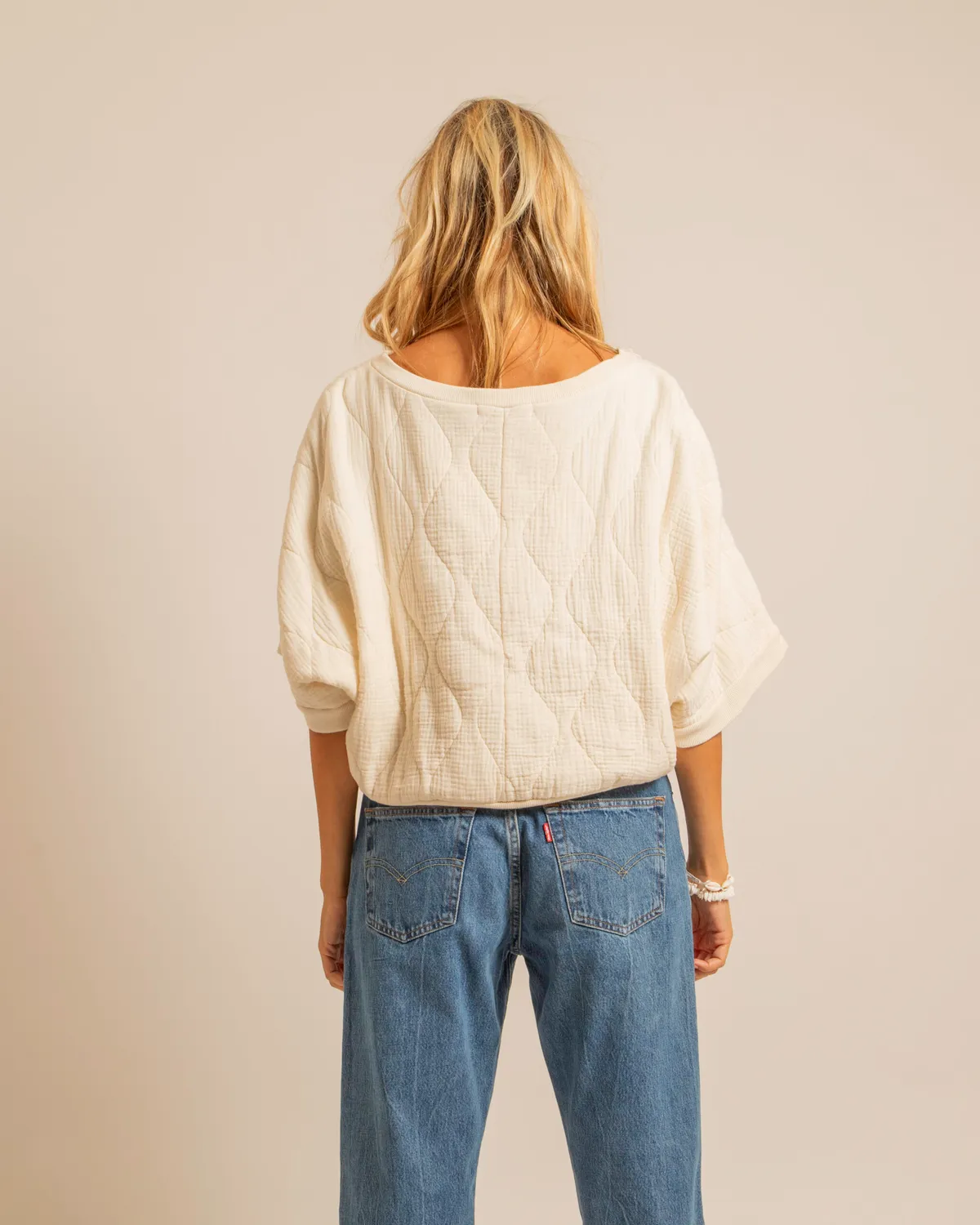 Aokyanos Seattle sweat 3/4 crème coton matelassé