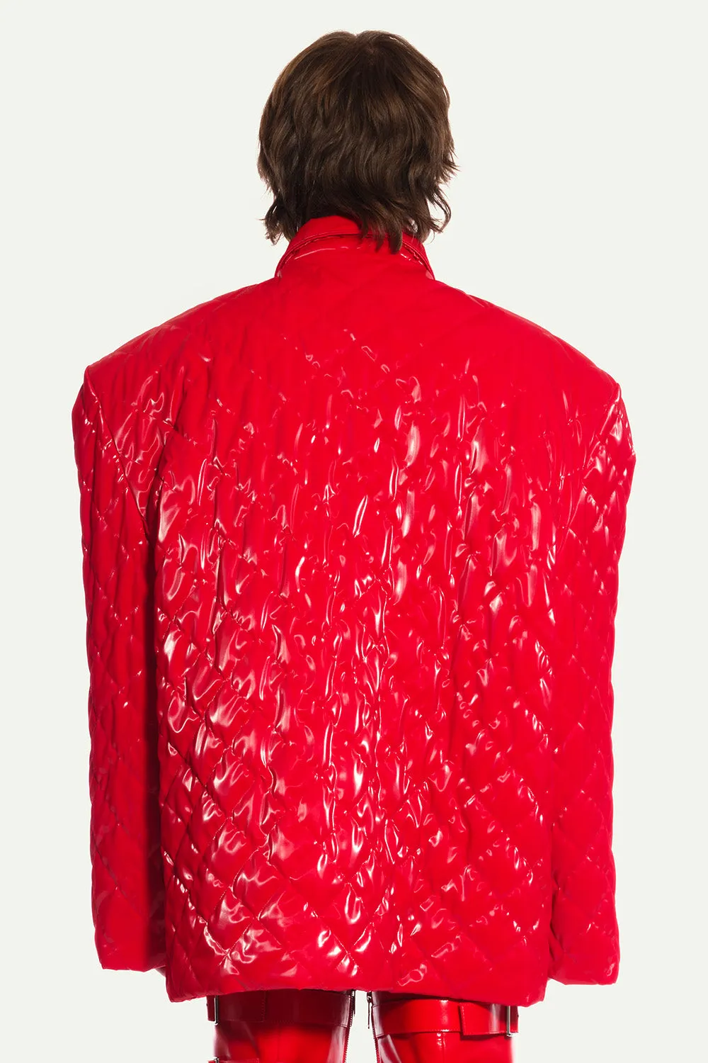 Jeanne Friot Kurt surchemise vinyle rouge matelassée L