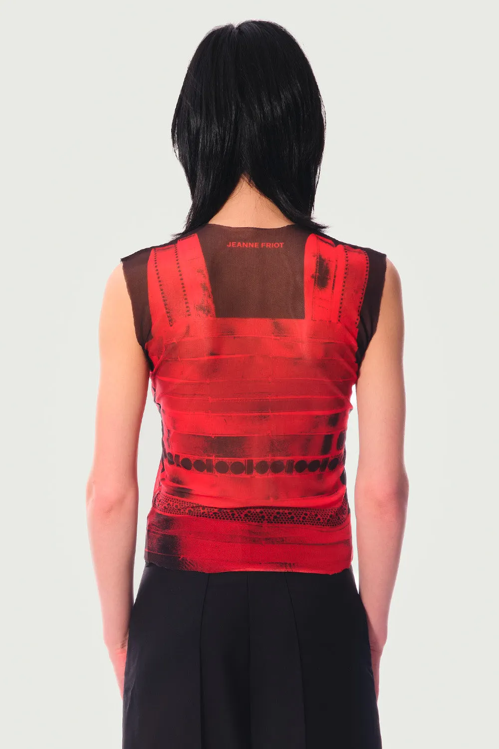 Jeanne Friot Awake top mesh sans manches ceintures