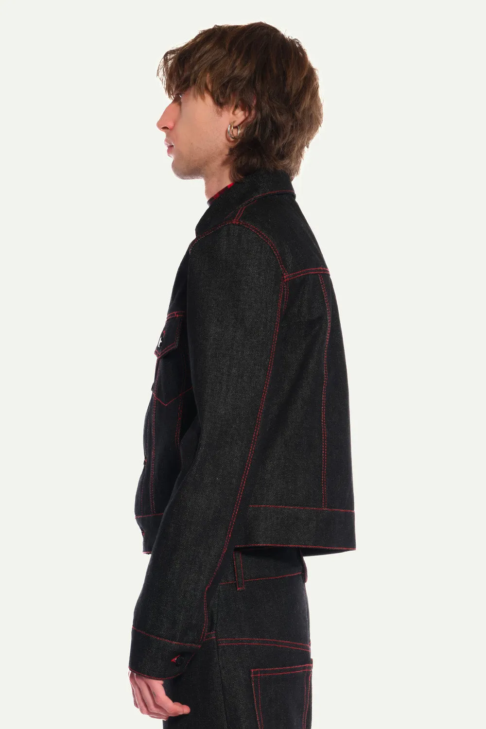 JEANNE FRIOT Grace Jacket veste jean noir surpiqûres
