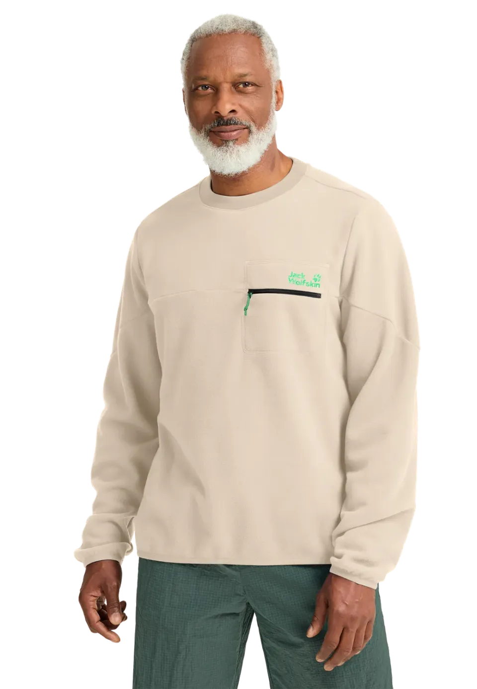 Jack Wolfskin Find the Wild sweat homme col rond poche zippée