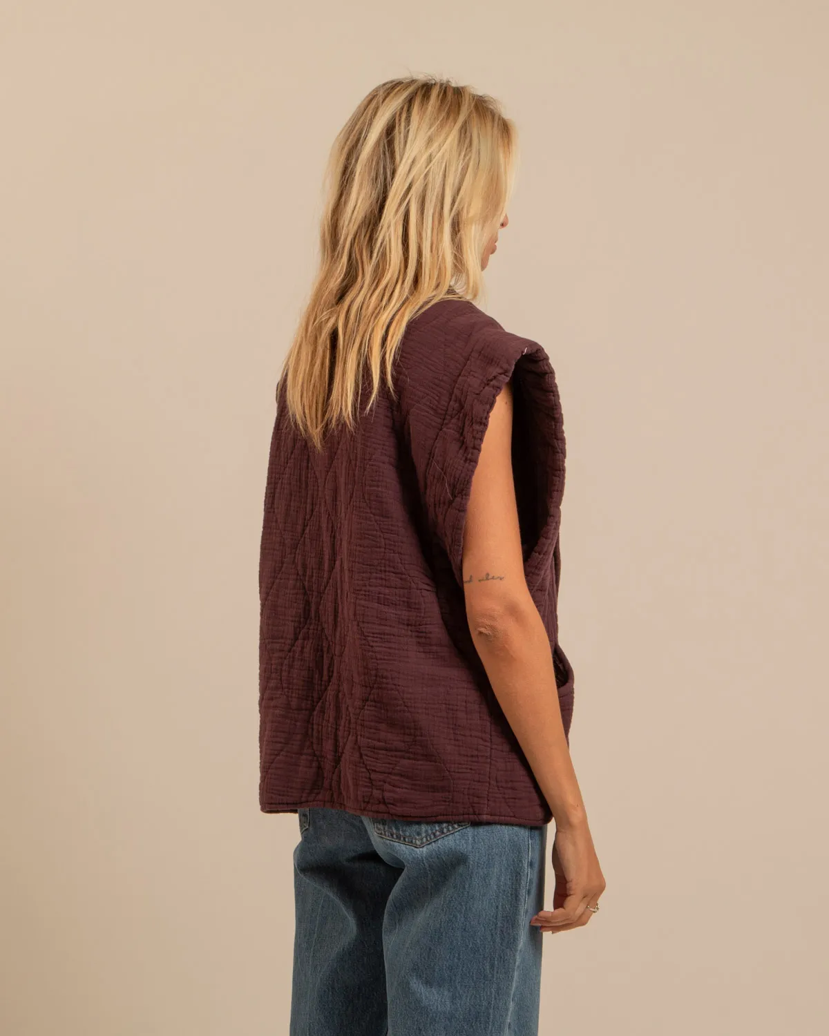 Aokyanos Brooklyn Bordeaux veste kimono coton matelassé