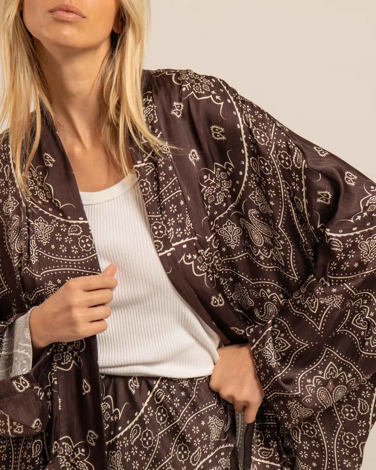 Aokyanos Chicago Bandana Chocolat veste kimono viscose