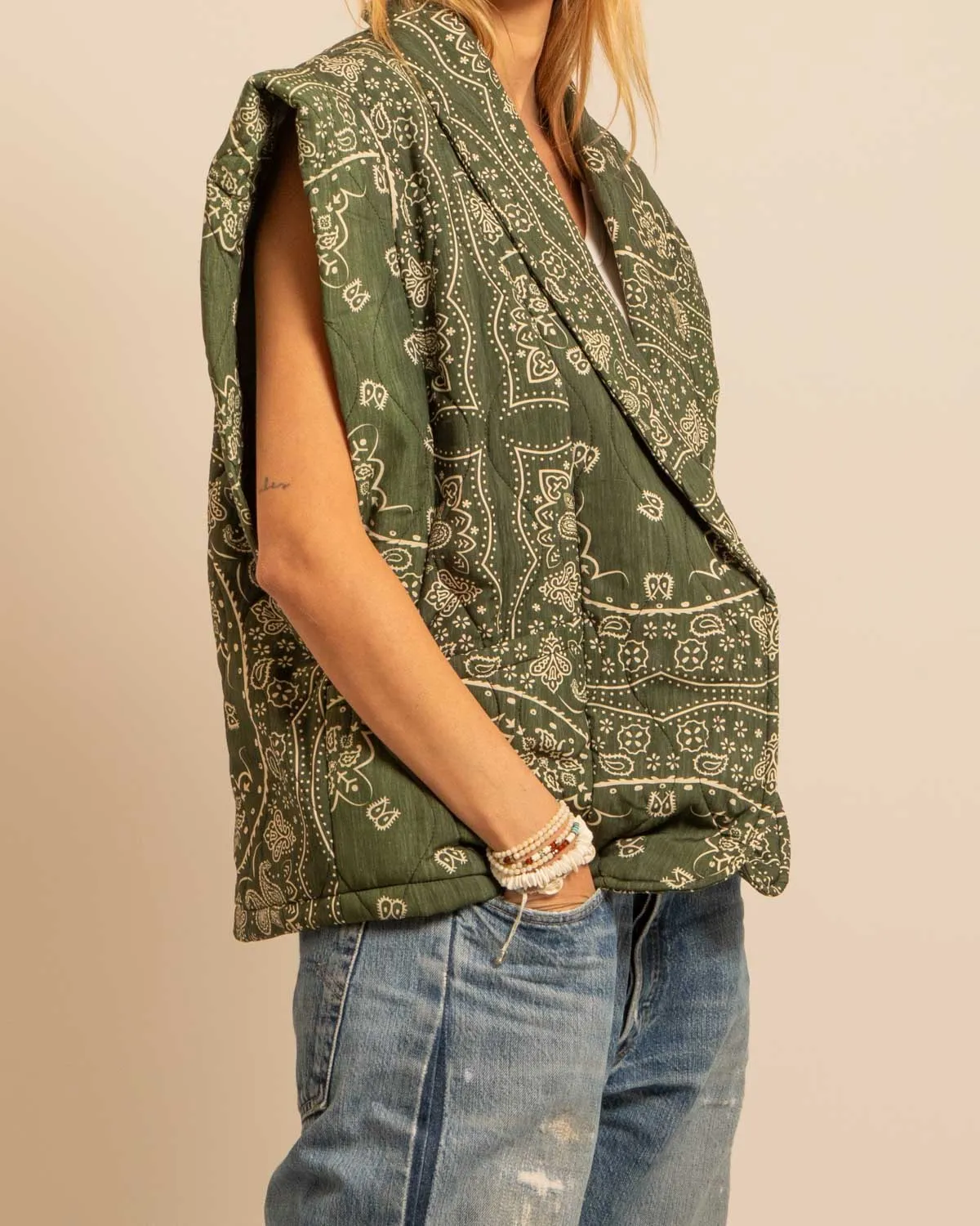 AOKYANOS Brooklyn gilet Bandanas Kaki viscose