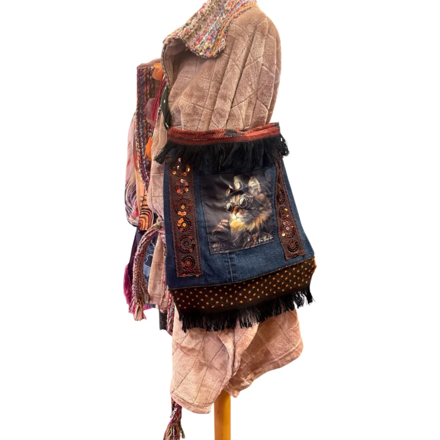 La Fée Bidule Chat Steampunk sac bandoulière convertible