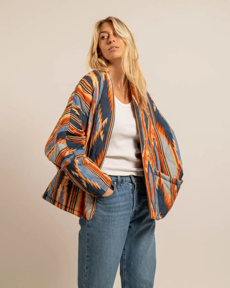 Aokyanos Chicago Koda Navy kimono matelassé viscose
