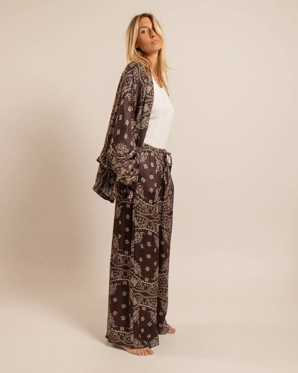 Aokyanos Chicago Bandana Chocolat veste kimono viscose