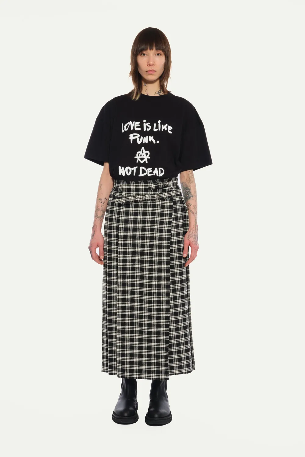 Jeanne Friot Visions Long Kilt jupe tartan noir S