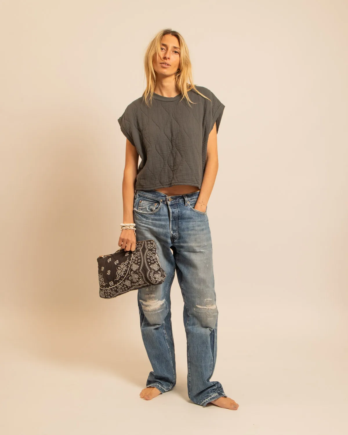 Aokyanos Orlando Bandana pochette anthracite viscose