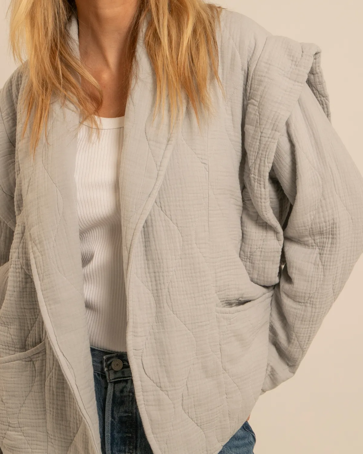 AOKYANOS San Francisco Gris veste kimono coton taille unique